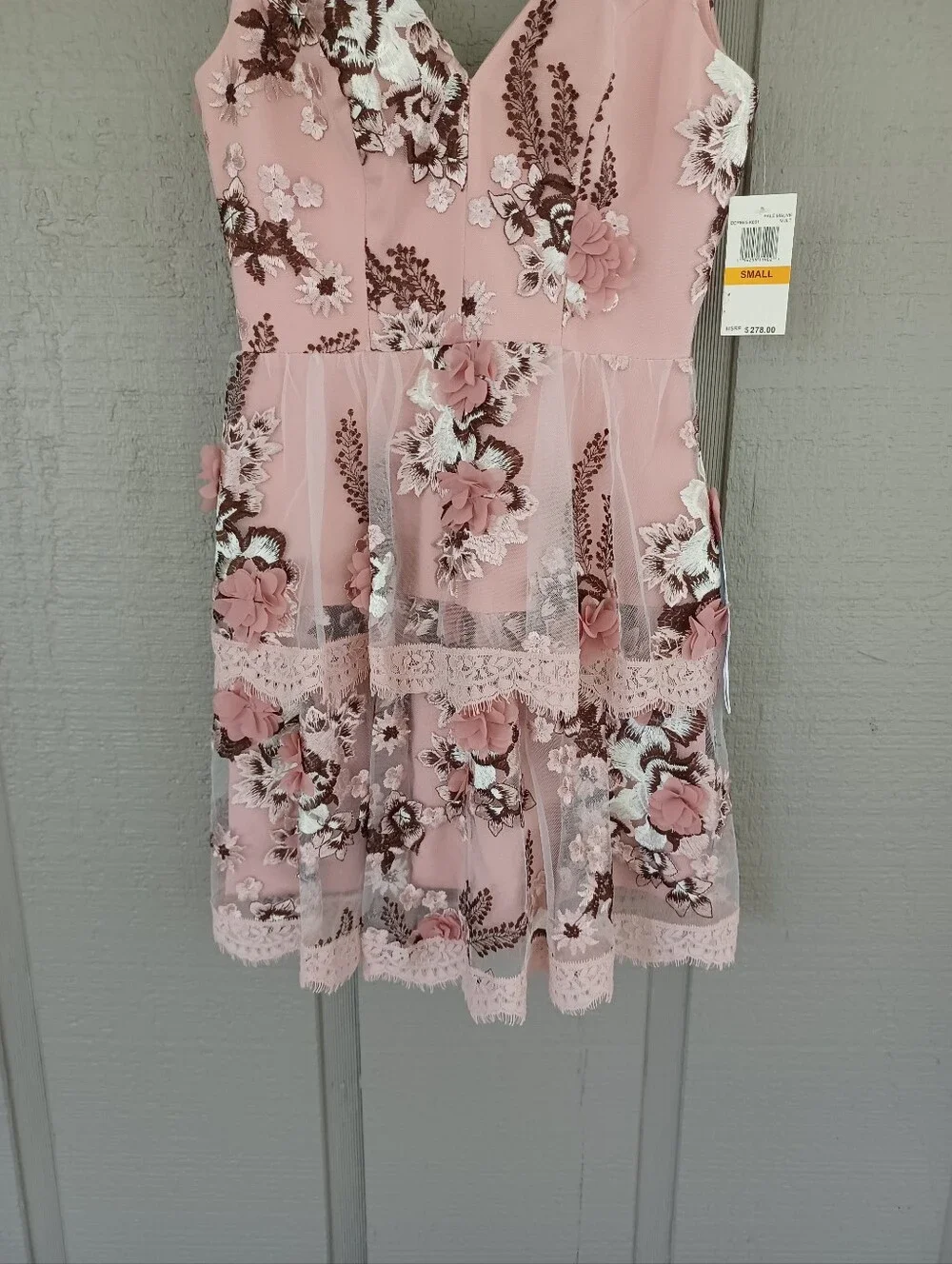 Dress The Population Nellie Floral Embroidered Dress Size S Wedding Guest V Neck - Picture 9 of 14